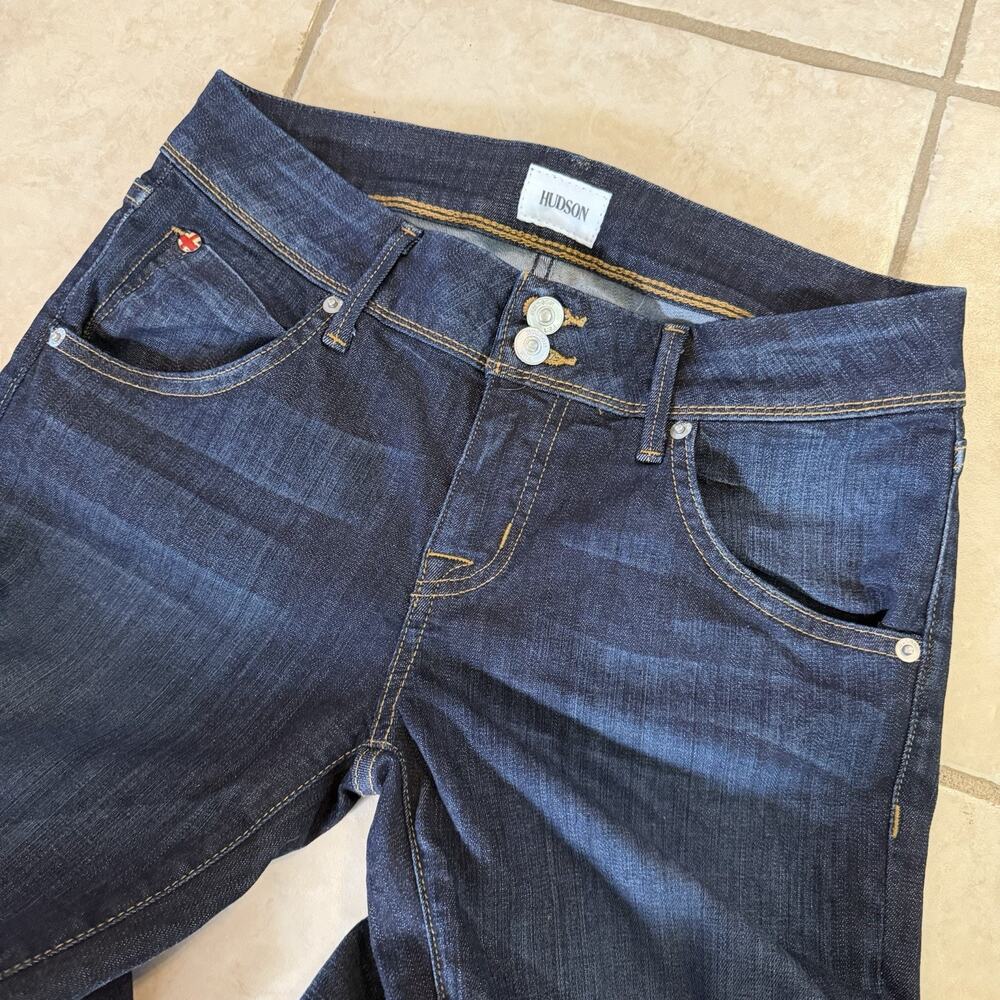 Hudson Beth Baby Boot Jeans Women’s 28 Dark Double Button Flap Pocket NW176DIF - Picture 2 of 10